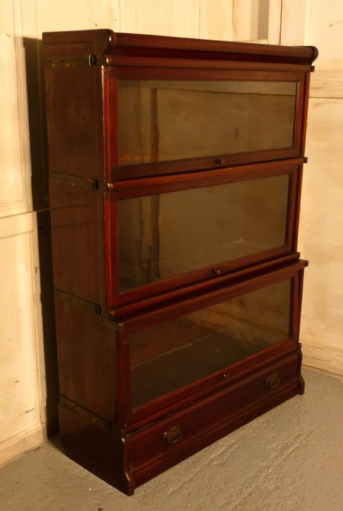 fig 2. 3 Stack Mahogany Globe Wernicke Barristers Bookcase or Filing Cabinet