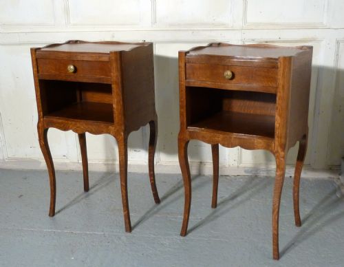 Pair of French Golden Oak Bedside Cabinets
