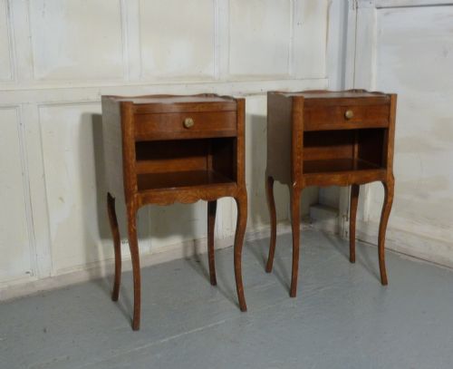 fig 1. Pair of French Golden Oak Bedside Cabinets 