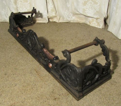 Victorian Art Nouveau Cast Iron and Copper Fender