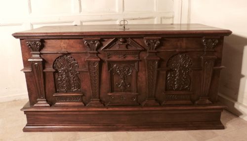 18th Century Carved Walnut and Oak Cassone, Marriage Chest or Carved Coffer
