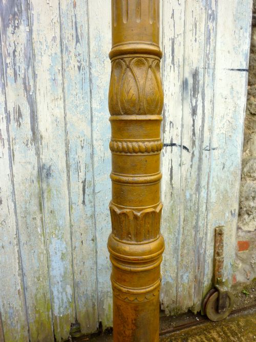 fig 1. A Pair of Antique Corinthian Type Columns, Carved Painted