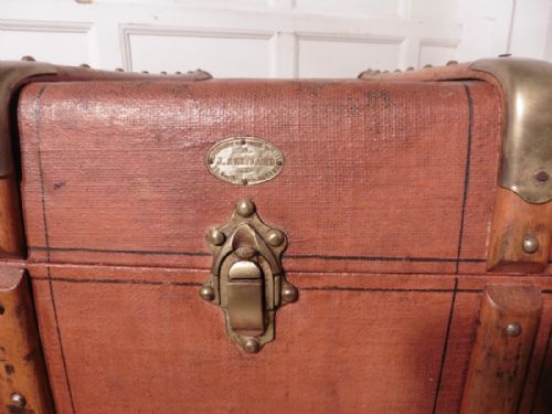 fig 2. Large French Canvas, Wood and Brass Bound Steamer Trunk, by ABRIVARD