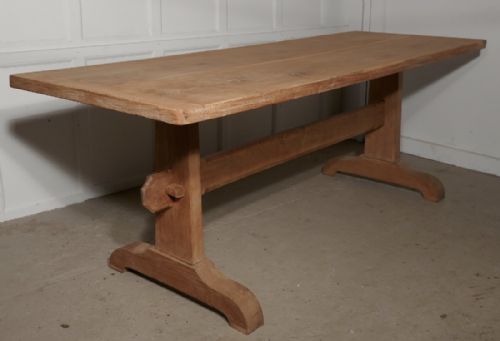 fig 1. 19th Century Arts and Crafts Bleached Oak Refectory Table  