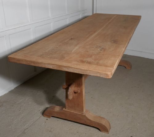 fig 2. 19th Century Arts and Crafts Bleached Oak Refectory Table  