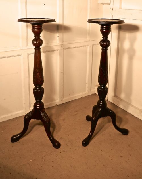 Pair of Mahogany Torchere or Lamp Stands