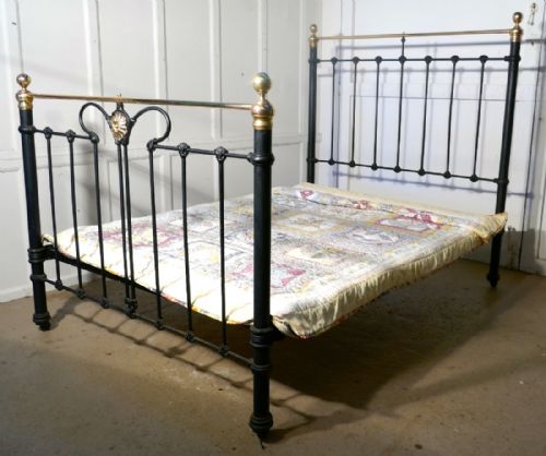 fig 1. Victorian Art Nouveau Brass and Iron Double Bed