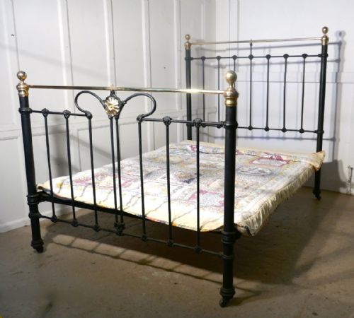 fig 5. Victorian Art Nouveau Brass and Iron Double Bed
