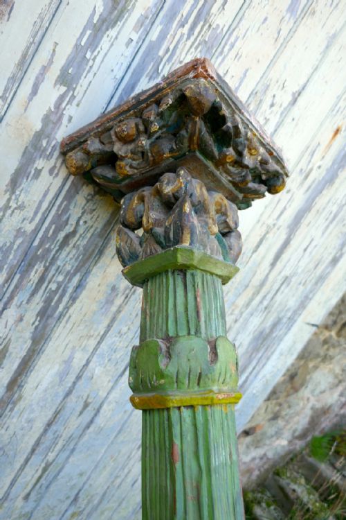 fig 3. A Pair of Antique Carved and Painted Corinthian Type Columns