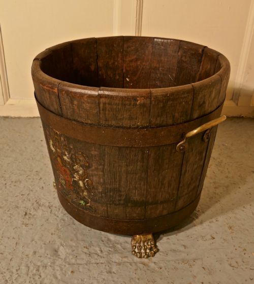An Oak Iron Bound Ships Barrel, with the Royal Coat of Arms
