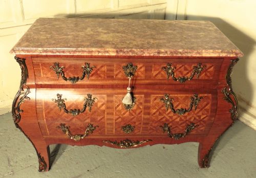 Large French Louis Xv Style Bombe Commode, Chest of Drawers