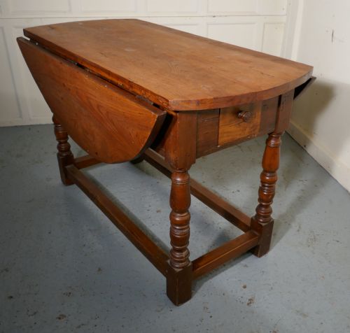 fig 2. French Country Elm Drop Leaf Table, Kitchen Dining Table