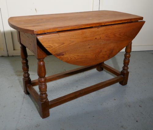 fig 3. French Country Elm Drop Leaf Table, Kitchen Dining Table
