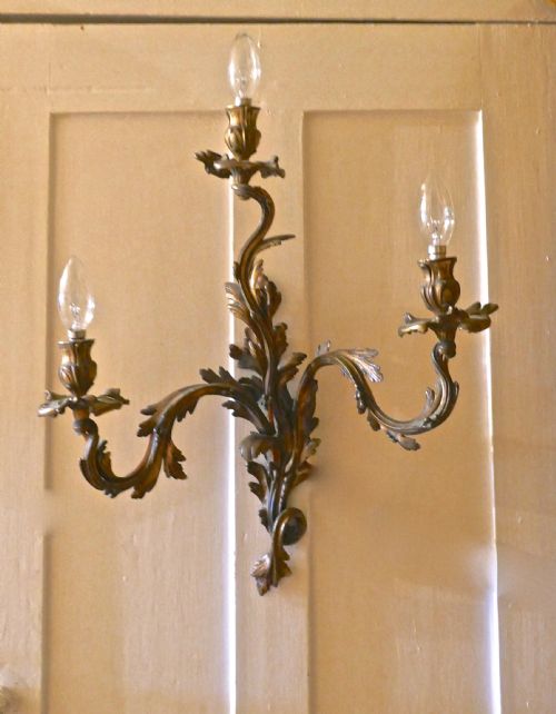 fig 2. A set of 5 Large Gilded Bronze Triple French Wall Sconces