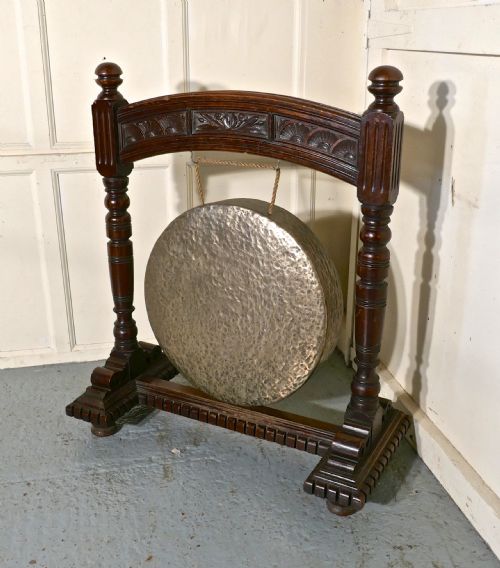 fig 1. A Large Gothic Carved Oak and Brass Dinner Gong