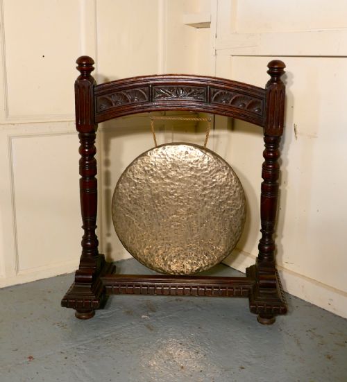 fig 3. A Large Gothic Carved Oak and Brass Dinner Gong