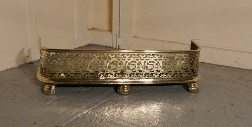 fig 1. Fine Quality Victorian Arts and Crafts Pierced Brass Fender