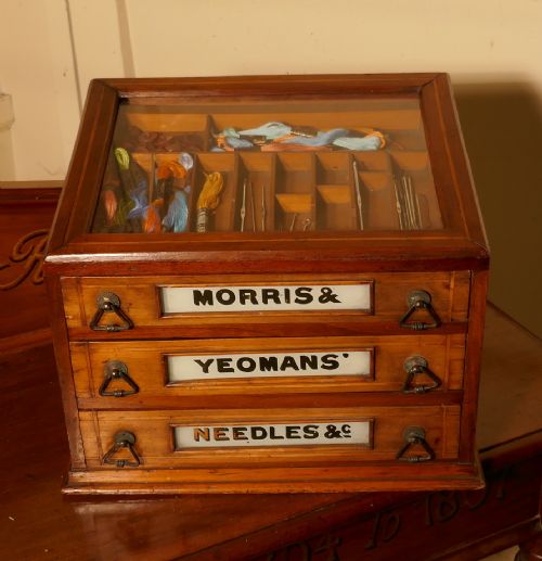 Morris and Yeoman’s Needles & Co Haberdashery Advertising 3 Drawer Cabinet
