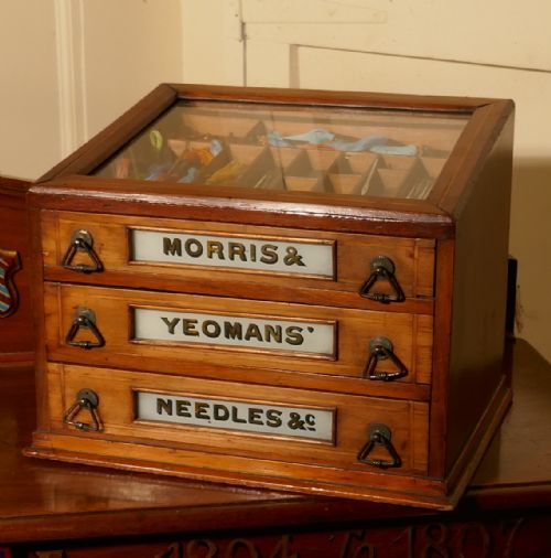 fig 2. Morris and Yeoman’s Needles & Co Haberdashery Advertising 3 Drawer Cabinet