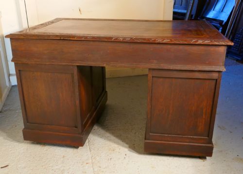 fig 3. 19th Century Green Man Carved Oak Pedestal Desk
