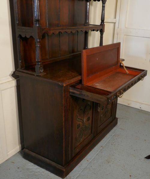 fig 1. An 19th Century Gothic Oak Welsh Housekeepers Cupboard