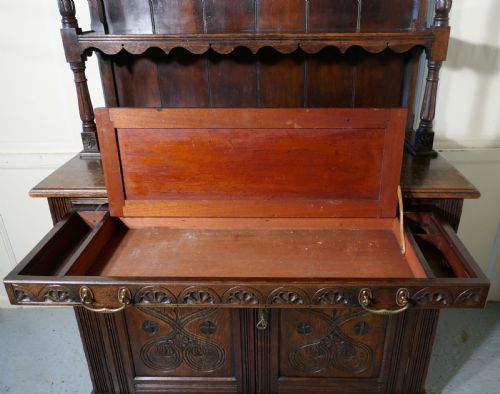 fig 2. An 19th Century Gothic Oak Welsh Housekeepers Cupboard