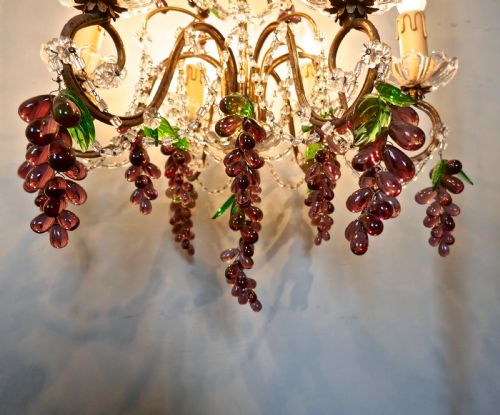 fig 4. Large 6 Branch Chandelier Hung with Amethyst Grapes