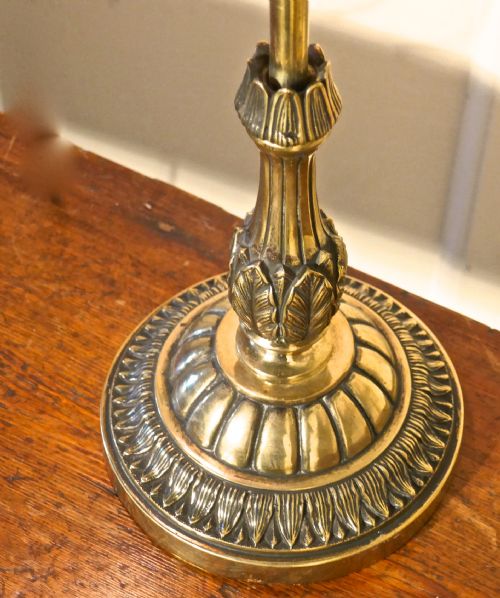 fig 2. Victorian Brass Adjustable Table Lamp with Rose Pink Shade
