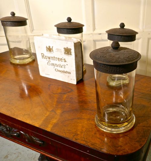 fig 2. Set of 5 19th Century Rountree’s Sweet Gums Jars with Chocolate Box