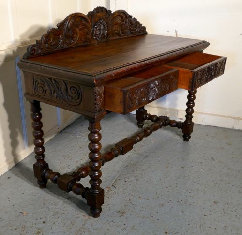 fig 1. Superbly Carved Green Man Oak Hall Table