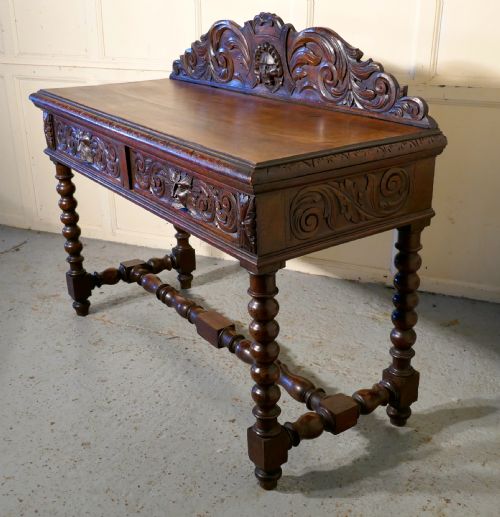 fig 2. Superbly Carved Green Man Oak Hall Table