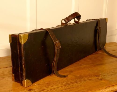 fig 1. 19th Century Thomas Osborn Leather Shot Gun Case, with cleaning Rods