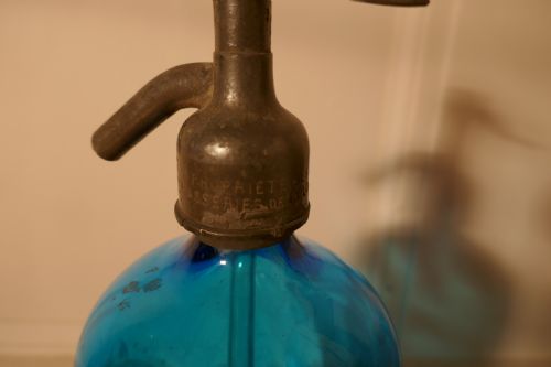 fig 1. Antique French Soda Syphon Blue Glass from St Etienne, Loire