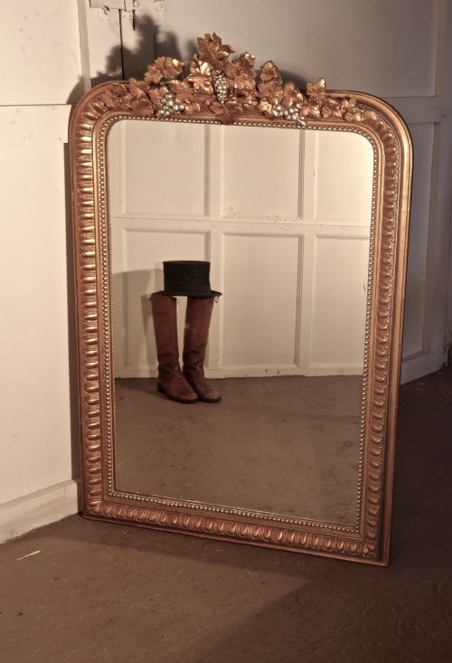 fig 1. Large French 19th Century Louis Philippe Wall Mirror Decorated with Vines