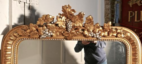 fig 2. Large French 19th Century Louis Philippe Wall Mirror Decorated with Vines