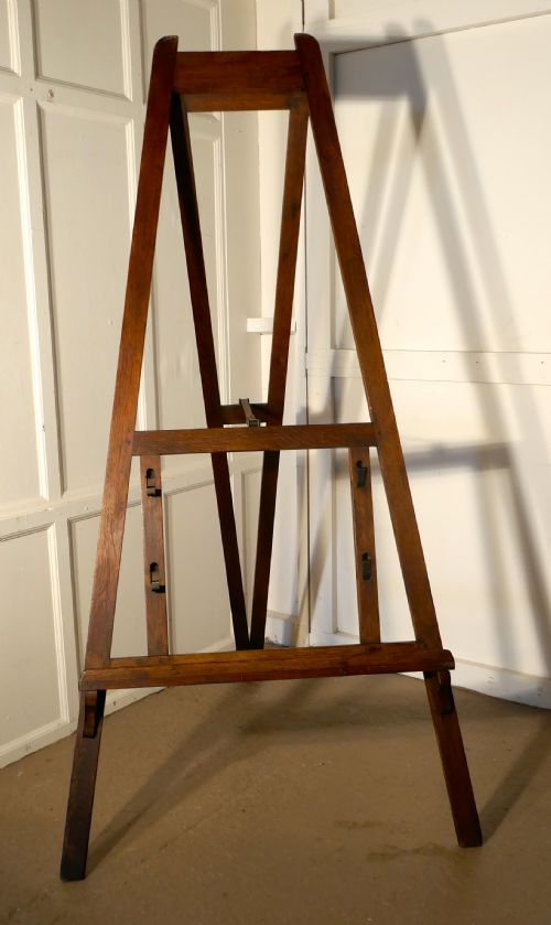 Large Rustic Pine Adjustable Artists’ Easel, or Blackboard Easel