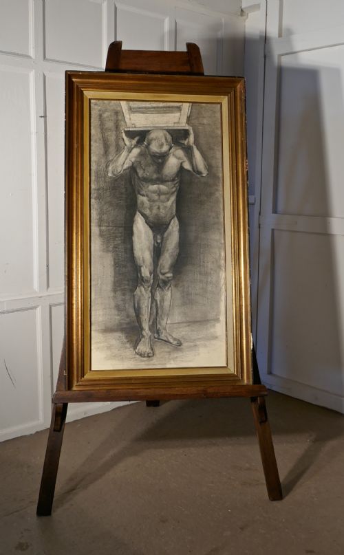 fig 3. Large Rustic Pine Adjustable Artists’ Easel, or Blackboard Easel