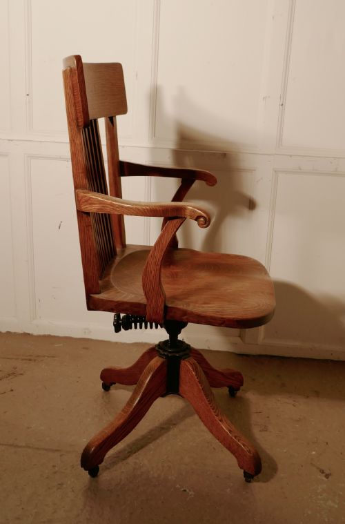 fig 1. Edwardian Oak Office or Desk Chair