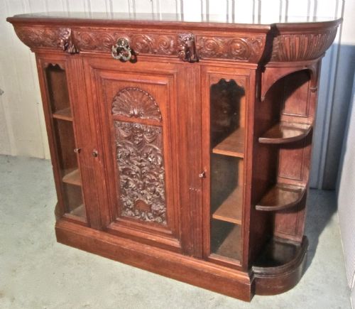 fig 1. A Gothic Arts and Crafts Carved Golden Oak  Sideboard by Gillows 1870