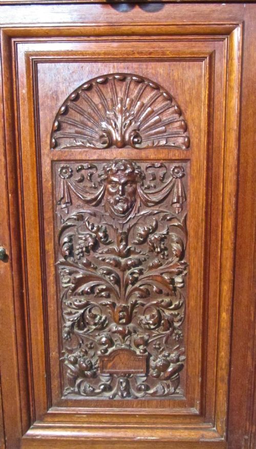 fig 3. A Gothic Arts and Crafts Carved Golden Oak  Sideboard by Gillows 1870