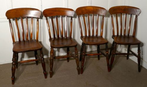 fig 1. A Harlequin Set of 4 Beech & Elm Country Kitchen Dining Chairs