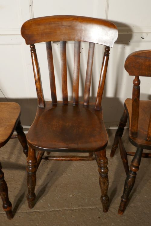 fig 2. A Harlequin Set of 4 Beech & Elm Country Kitchen Dining Chairs