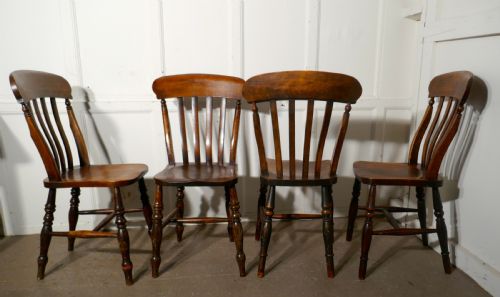 fig 3. A Harlequin Set of 4 Beech & Elm Country Kitchen Dining Chairs