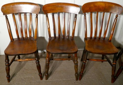 fig 4. A Harlequin Set of 4 Beech & Elm Country Kitchen Dining Chairs