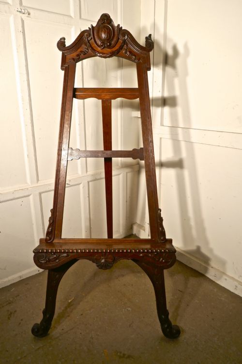 Superb Large 19th Century Carved Oak Easel