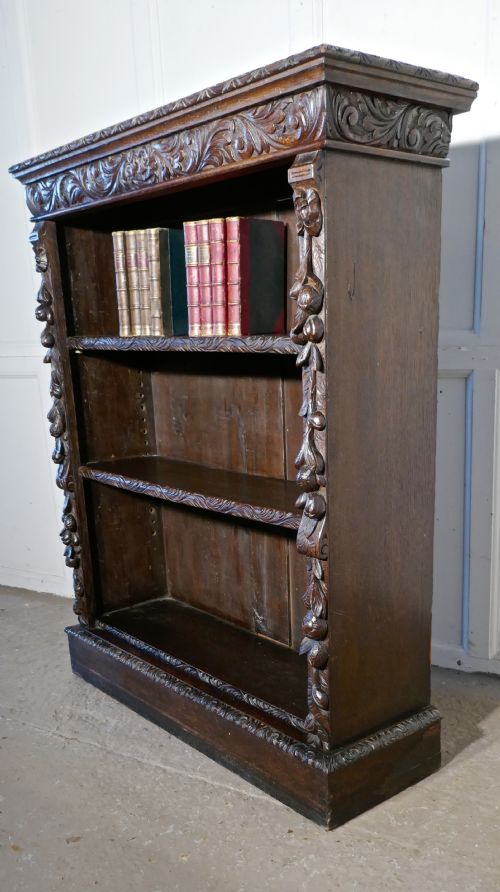 fig 1. Victorian Green Man Gothic Open Bookcase.