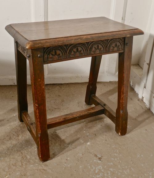 fig 1. A Pair 19th Century Arts and Crafts Gothic Oak Joint Stools