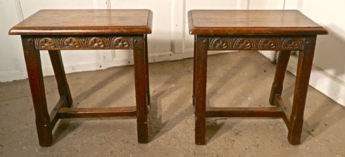 fig 2. A Pair 19th Century Arts and Crafts Gothic Oak Joint Stools