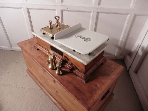 fig 1. Victorian Dairy Balance Scales, with Brass Bell Weights