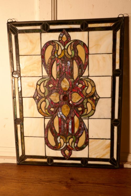 Arts and Crafts Stained Glass Panel